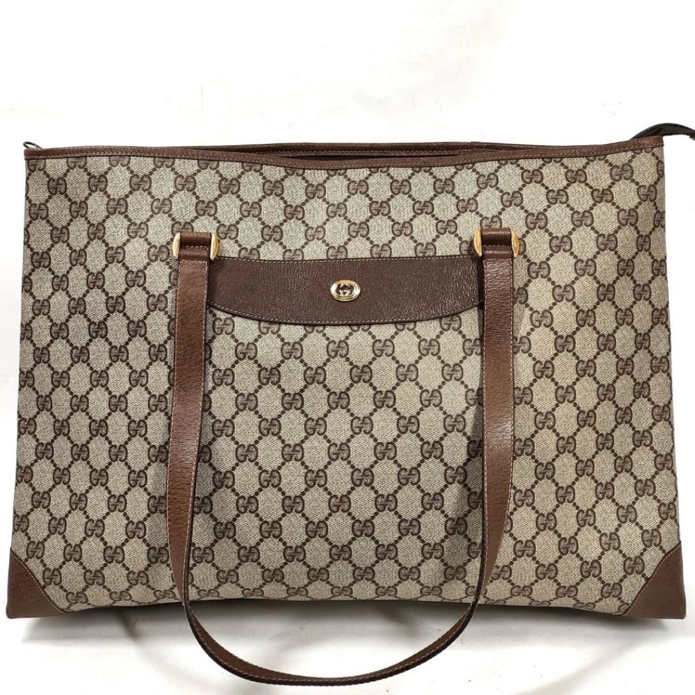 GUCCI Coated Monogram Canvas, Leather, Tote/Shoulder Bag